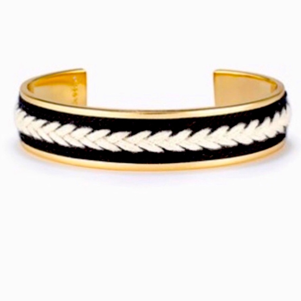 Stella & Dot | Dainty Gold Bracelet Hand-woven Black+White Illuminate Go… - Picture 2 of 10